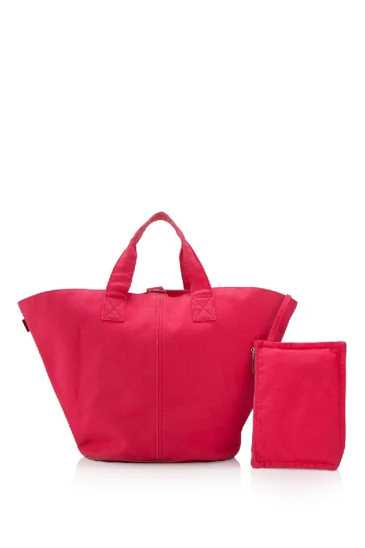 Oversized Hermes Bags for a Fashion - Forward and Practical StatementPre-Loved Hermes Pink Canvas Fabric Beach Tote Bag France