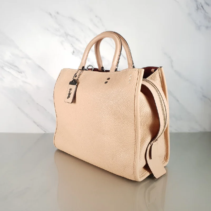 Coach Dempsey bags with a leather - wrapped drawstring for a luxurious feelCoach 1941 Rogue 31 Handbag in Beechwood Nude Neutral Pebble and Burgundy